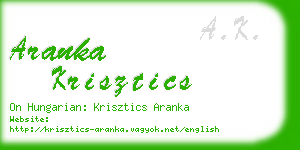 aranka krisztics business card